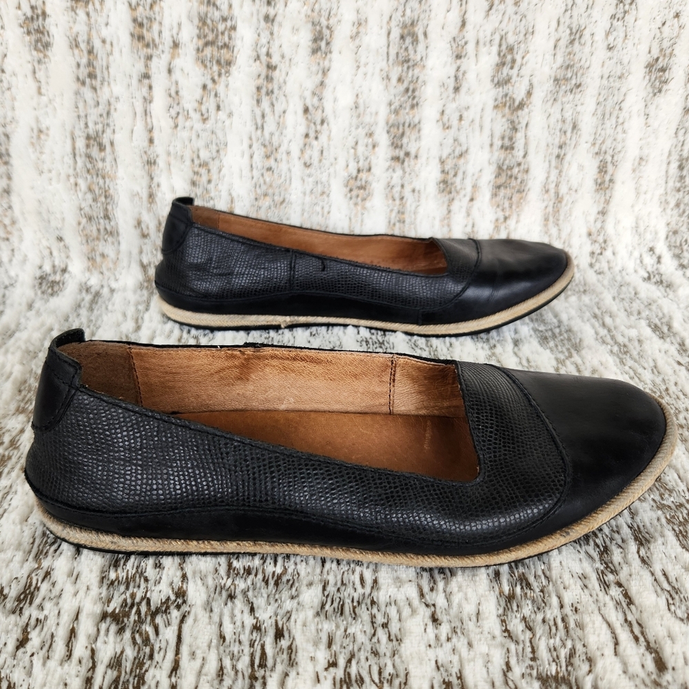 Olukai "Lino" Leather Espadrille Flat Shoes Black | Women's Size 7.5 - Picture 7 of 12